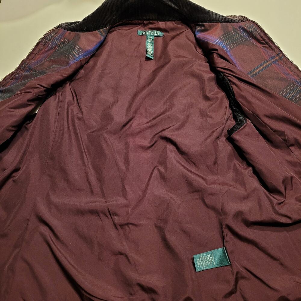 Lauren Ralph Lauren Puffer Vest Quilted Plaid Burgundy Purple size Large - Picture 11 of 14